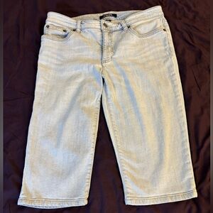 Chaps Ralph Lauren Women’s Long Bermuda Jean Shorts 8P Petite Light Blue